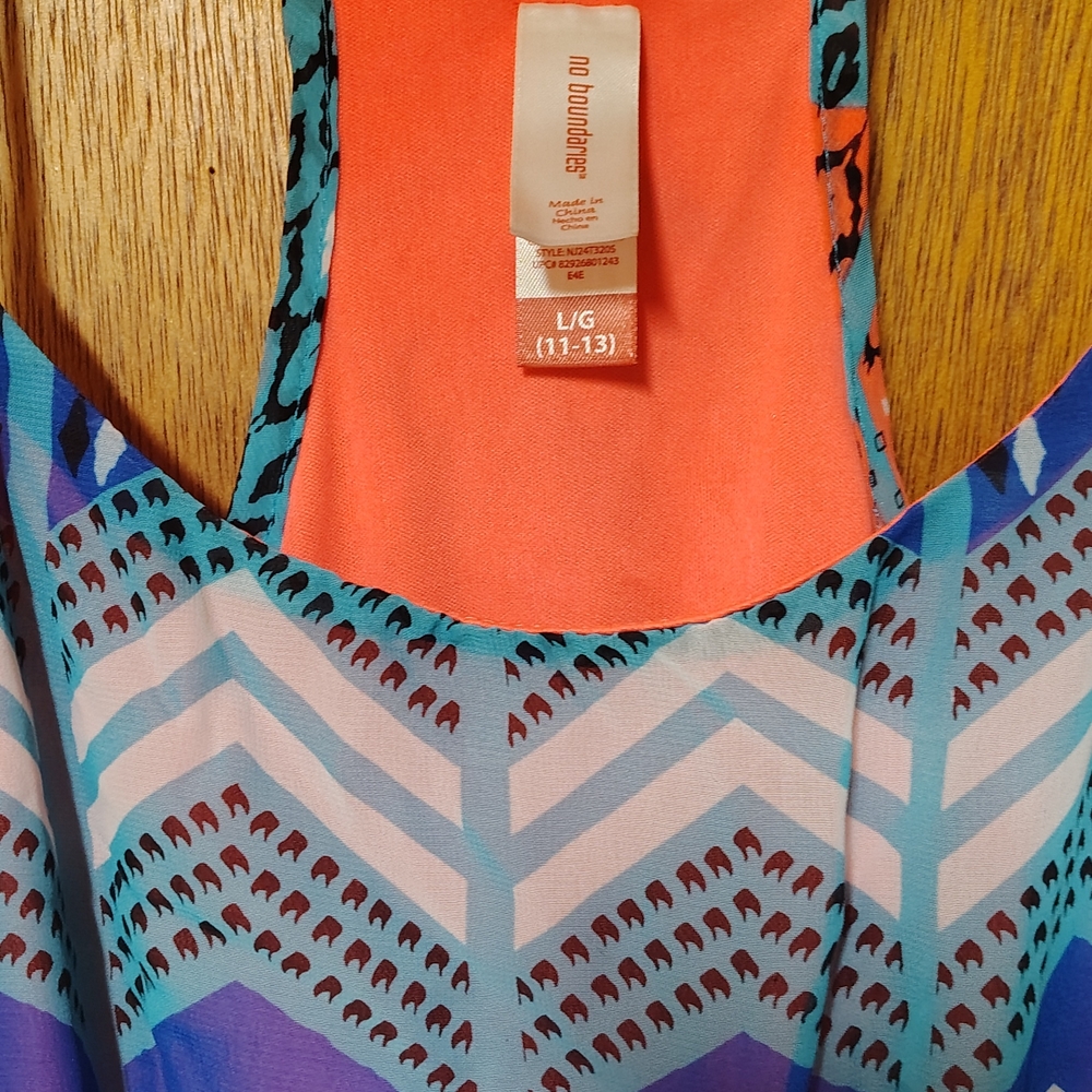No Boundaries Chevron Pattern Dress - Blue, Purple, Orange
